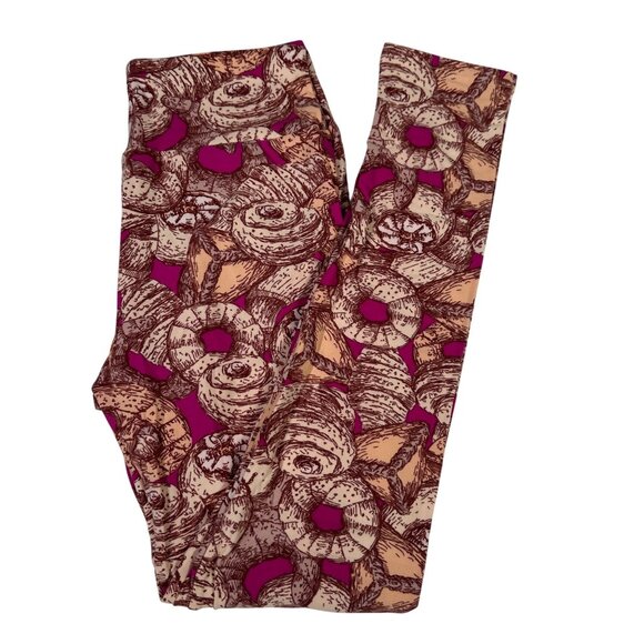 LuLaRoe Pastries Croissants Donuts Leggings Unicorn RARE HTF LLR New One Size OS - Picture 1 of 6